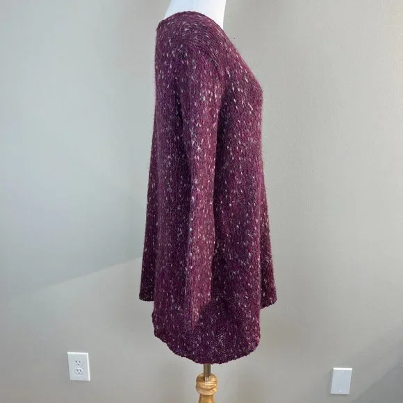 Tricots Jean Marc Tunic Sweater M Purple Open Knit Wool Mohair Blend Womens - Picture 5 of 11